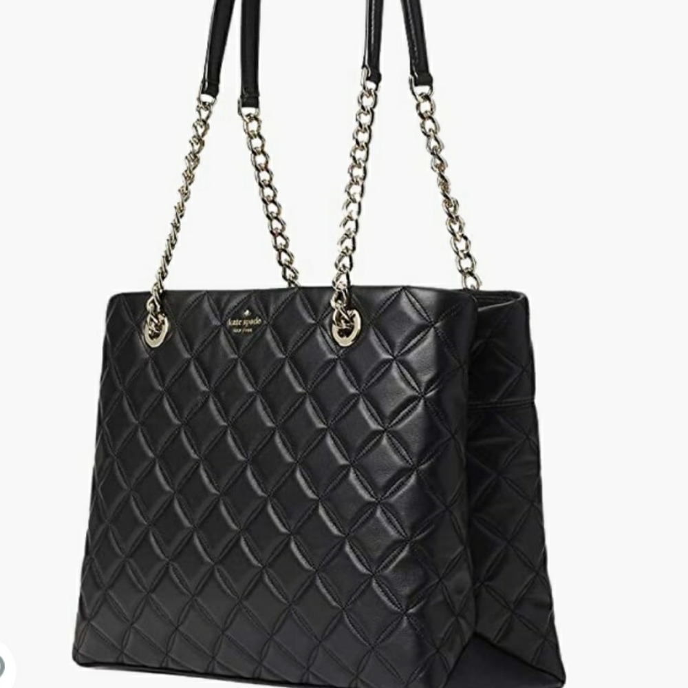 Natalia Kate Spade Quilted Black Leather Tote Bag